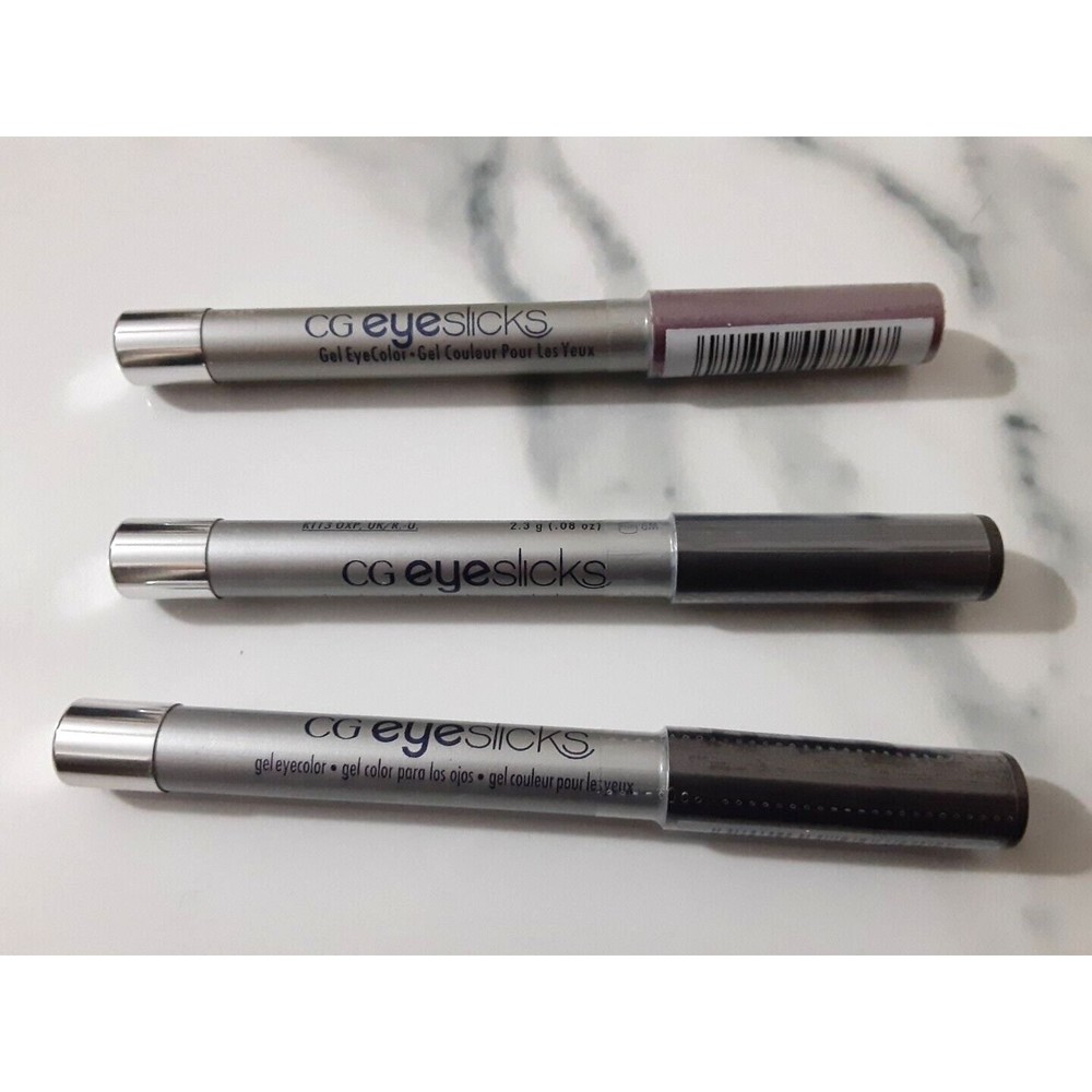 A lot OF 3 Cover Girl Eye Slicks Gel- 2 BLACK VELVET, 1 MIDNIGHT  ROSE .08oz